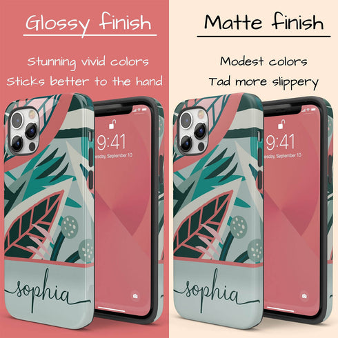 Tropical Flowers Custom Name iPhone Case